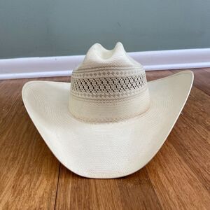 Tony Lama 10X Straw Cowboy Hat Size 7.5 Sweat Shield Western Outdoor